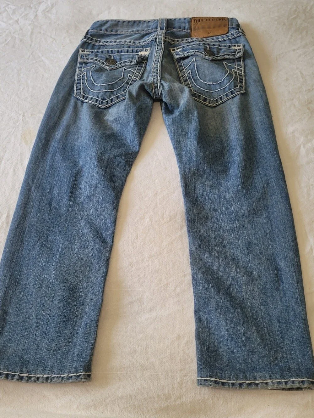 TRUE RELIGION Billy Relaxed Bootcut Flap Blue Denim Size 28 Western Cowboy Rodeo